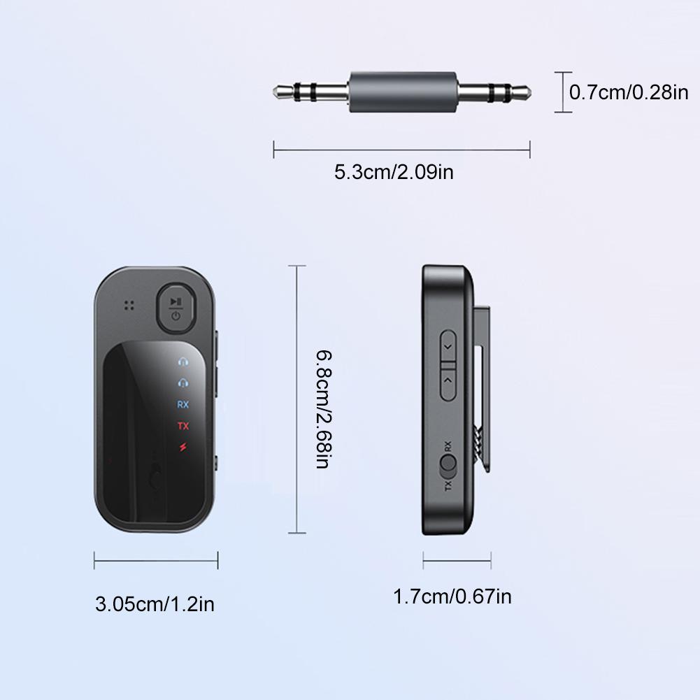 BT5.4 Audio Transmitter Receiver Low Latency 2 In 1 BT Transmitter Dual Stream Wireless Adapter for TV Car PC Headphones