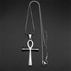 Egyptian Cross Ankh Key of Life Pendant Necklace Stainless Steel Gold Color Amulet Religious Chain Necklaces Jewelry Gift