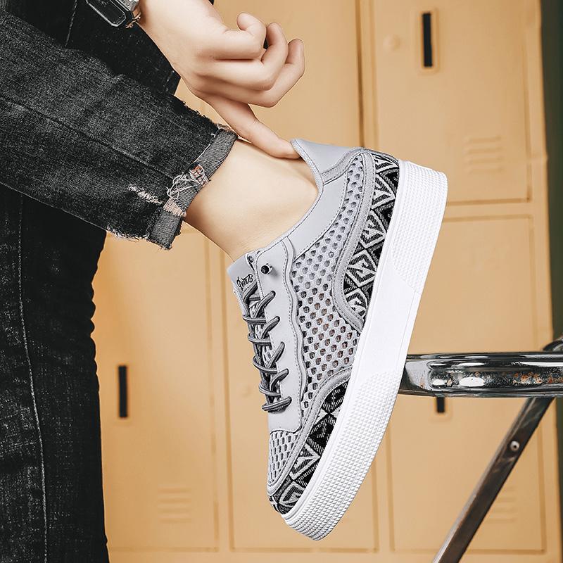 

2024 Лето Новые Маленькие Белые Туфли Модные Сетчатые Модные Легкие Дышащие Универсальные Удобные Мужские Туфли 39 серый