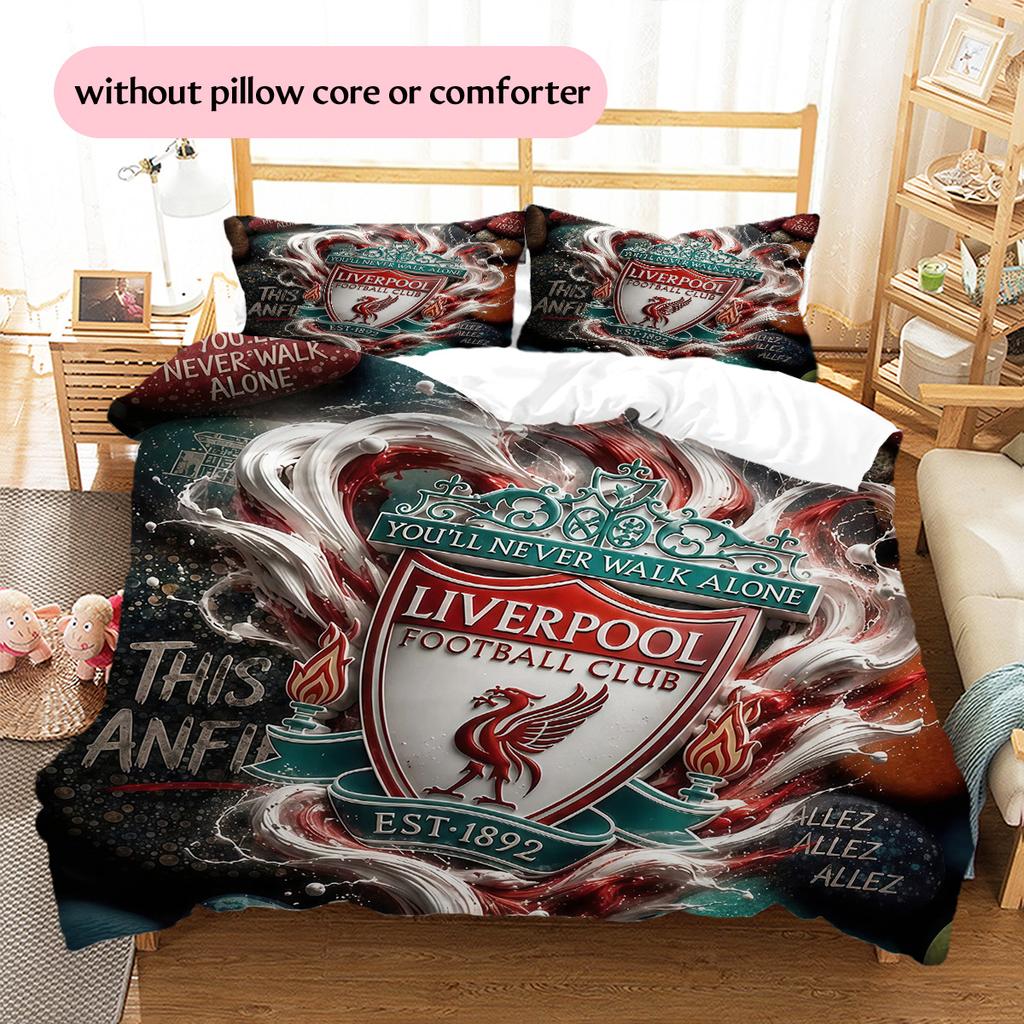 Set Copripiumino Trapuntato con Fantasia Liverpool Football Club Decorazione per la Casa Regalo (1 * copripiumino + 2 * federe senza imbottitura)
