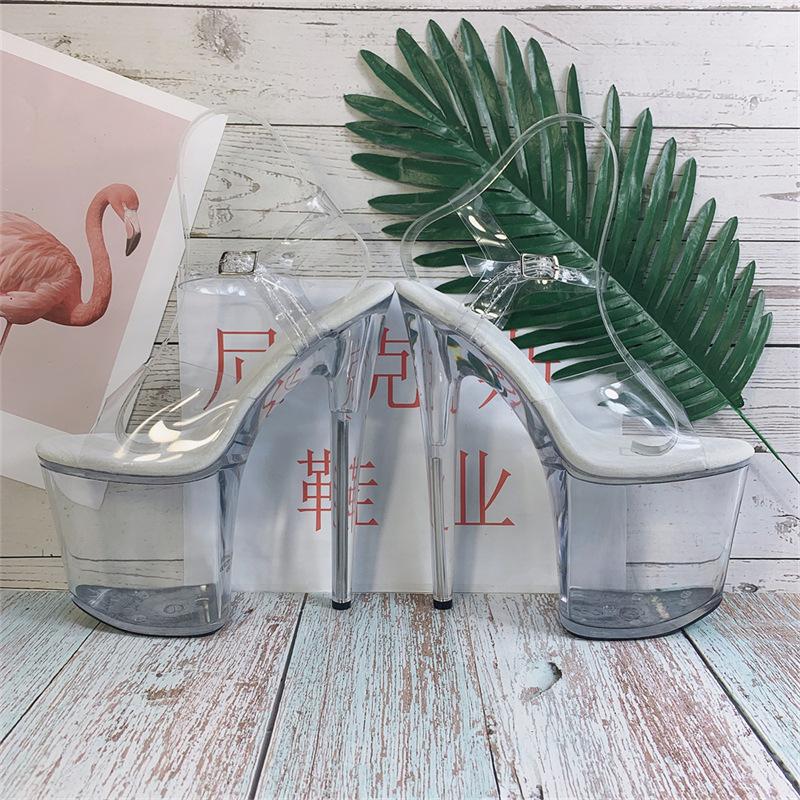 Fairy style super high heel with transparent sandals 2025 new women's summer versatile transparent high heels stiletto
