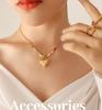 Korean Trendy Love Heart Snake Bone Chain Women's Non-Fading Versatile Peach Heart Pendant Necklace