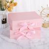 1pc- Ribbon Gift Box,Golden Folding Box Packaging Cases Display Bow Ribbon Jewelry Gift Box