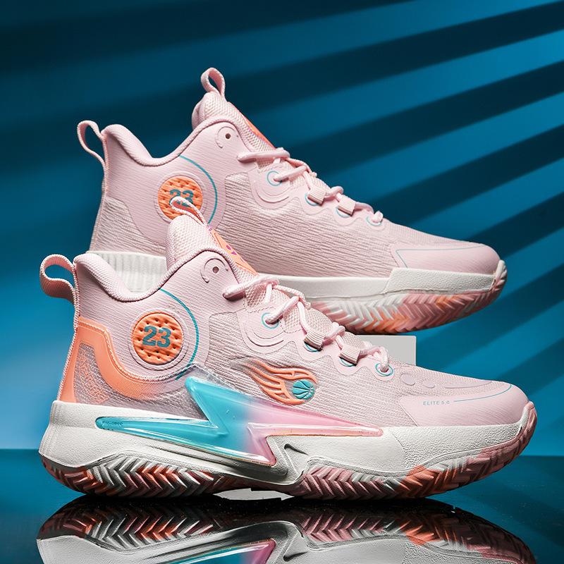 New Mandarin Duck Basketball Shoes Large Size Male and Female Primary and Secondary School Students Big Children's Combat Boots Mesh Sports Shoes One