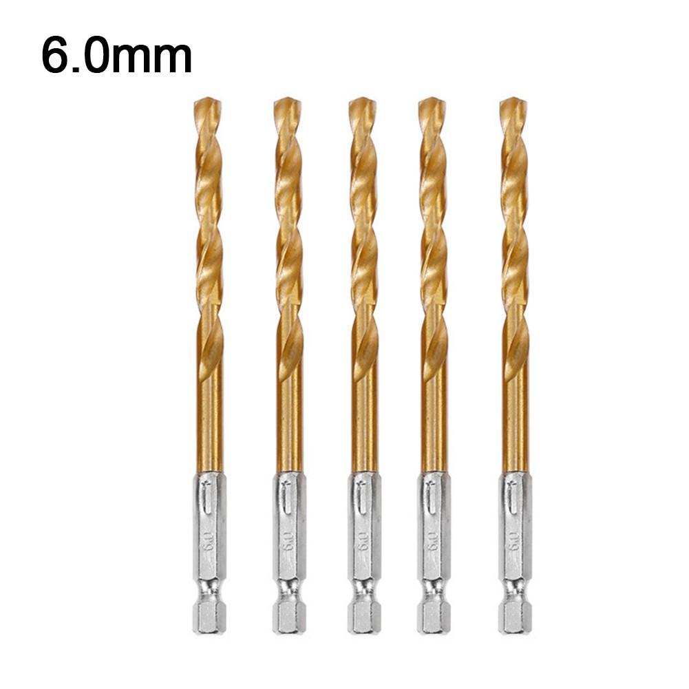 1/4 Inch Hex Shank Drill Bits 5pcs HSS Set 1 5 6 5mm Reliable Performance