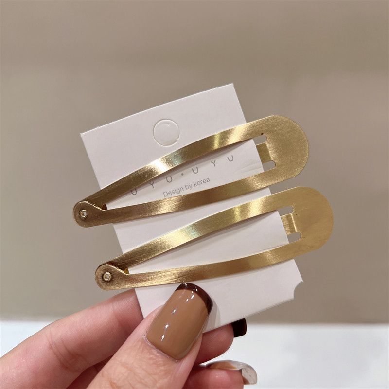Brushed Fashion Metallic Triangle Fashion BB Clip Water Drop Gold Pair