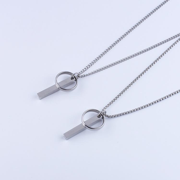 Titanium Steel Pendant Necklace - Unisex Chain for Couples, Students, and Accessories