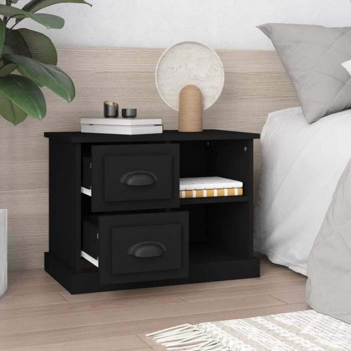 VidaXL Black Bedside Table 60x35.5x45 Cm 816369