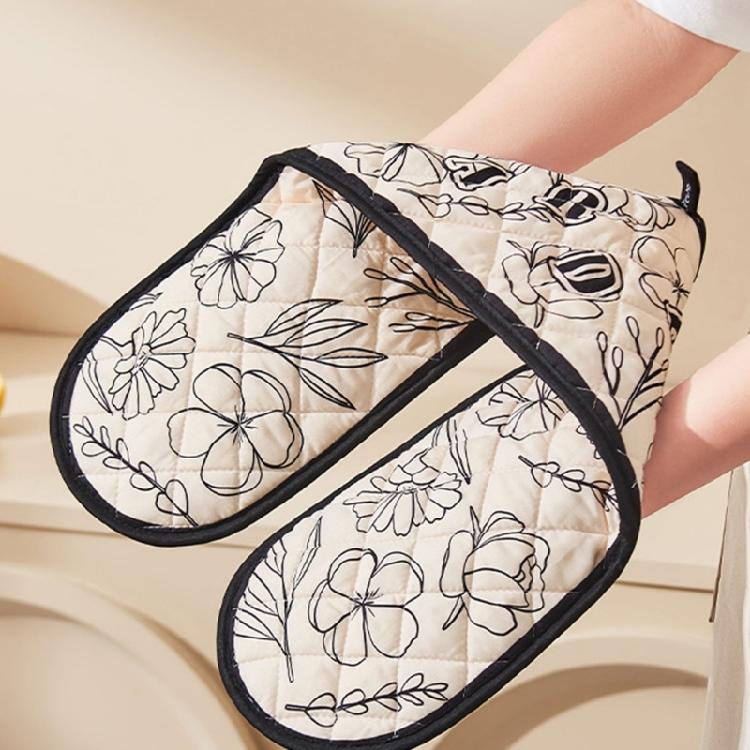 Long Fetter Oven Gloves Reinforced Heat Security Never Slip Outside for Baking Roasting Cooking