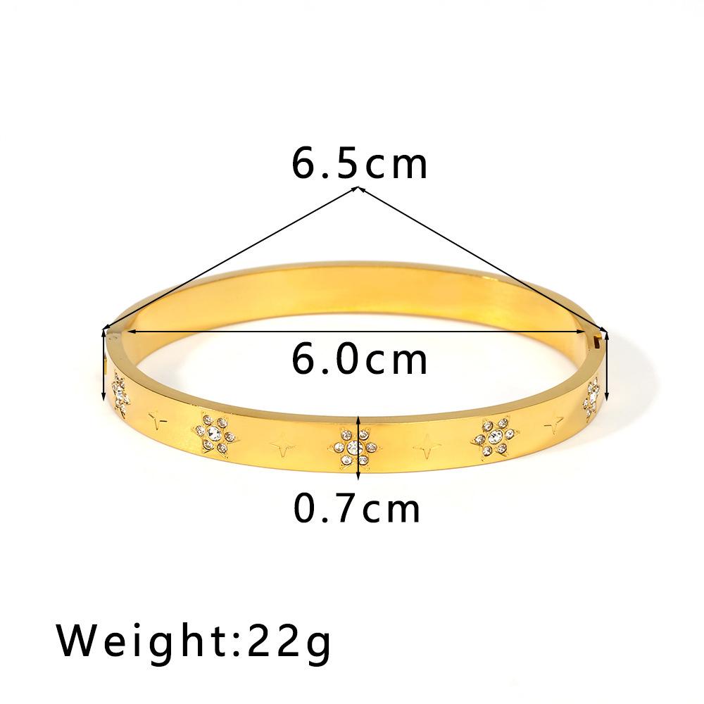 6mm Stainless Steel Zirconia Charm Bangle For Women Gold Color Rhinestone Bracelets