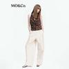 MO&Co. Women's Mid-Low Waist Casual Curved Wide-Leg Pants