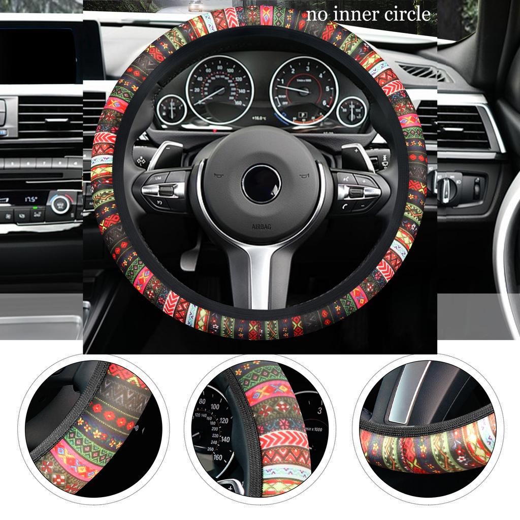 Housse de volant de voiture élastique antidérapante universelle - Design style national respirant Accessoire automobile