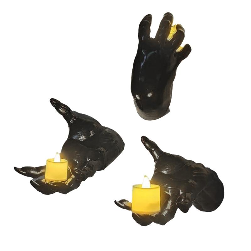 Set of 3 Horror Skeleton Hand Shaped Holders Indoor and Outdoor Wall Decoration Festival Home Embellishments
