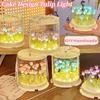 Lampada a Tulipano Fai-da-te Fiore Artificiale Mare di Fiori Scatola per Torta Lampada da Tavolo per Camera da Letto Lampada Notturna Decorazione Artigianale Fatta a Mano Tulipani Regalo di Compleanno