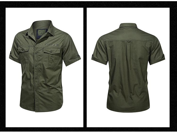 Men's Summer Military-Style Cotton Short-Sleeve Shirt - Casual, Lightweight, Multi-Pocket, Plus Size Workwear