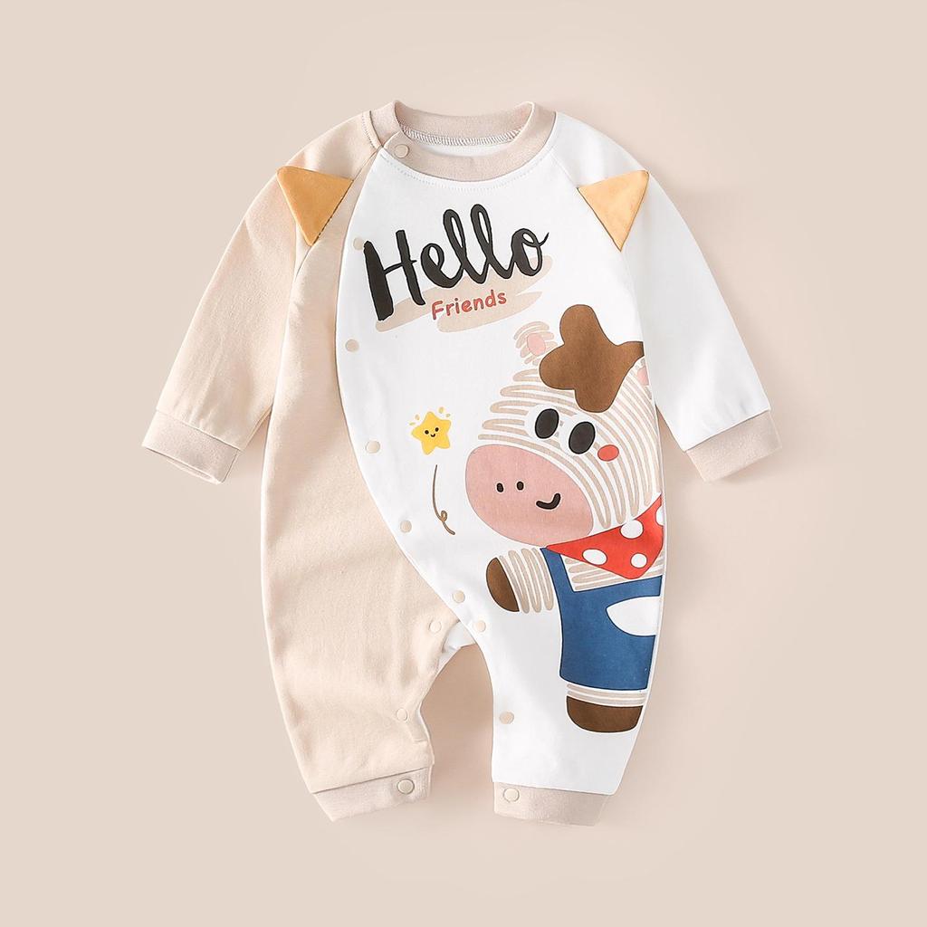 Unisex Cotton Baby Romper - Spring/Autumn Cartoon Onesie for Newborns
