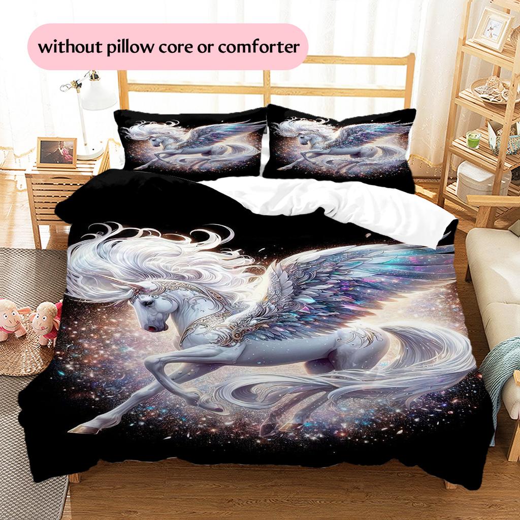 1PC Horse Bedding Quilt Set Quilt Cover Pillowcase Home Decoration Birthday Gift (1 * duvet cover + 15 * pillowcase, without core)
