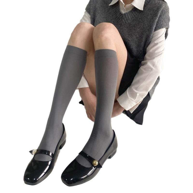 Colorful Calf Socks Velvets Knee High Stockings Lightweight Breathable Knee High Socks Student Girls Middle Tube Socks