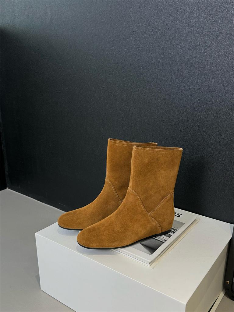 Retro Round Head Casual Simple Short Boots Women's 2025 Autumn and Winter New Outer Wear Inner Thin Boots