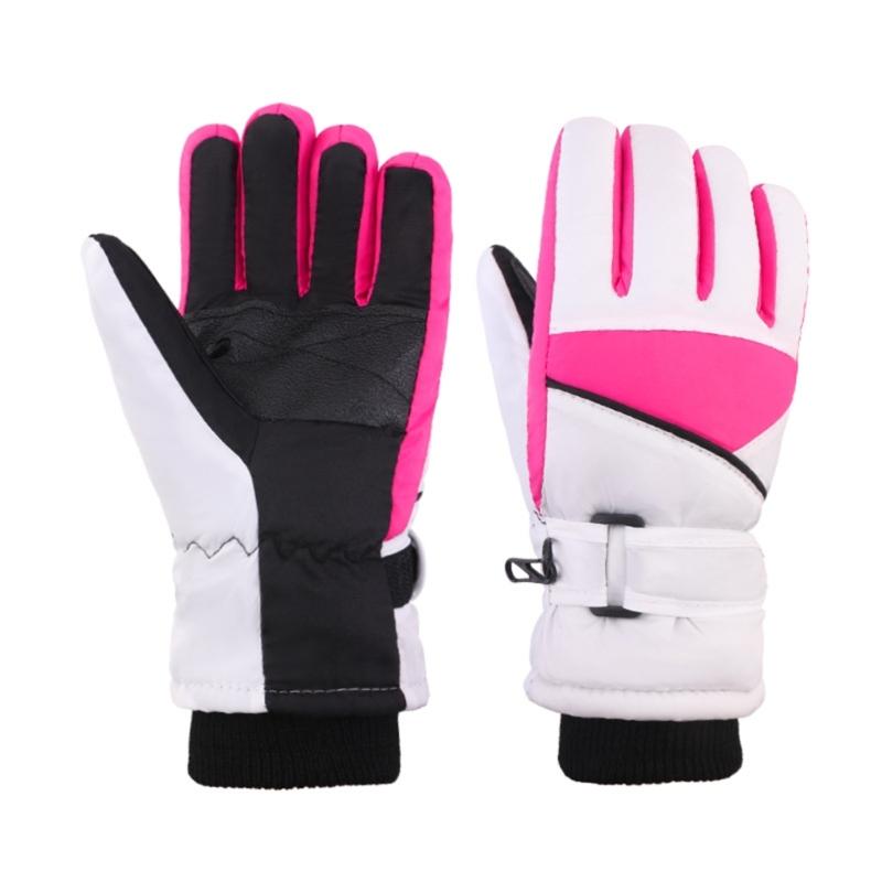 Children's Insulated Snow Gloves Waterproof Thickened Cuffs Hand Cover Warm Winter Sports Mittens for Boys and Girls