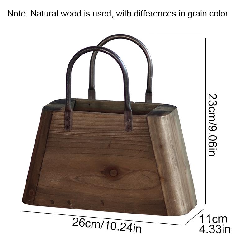 

1PC Flower Pot Handmade Plant Minimalist Retro Home Pot Rustic Wooden Creative Basket Simple 26x23x11cm