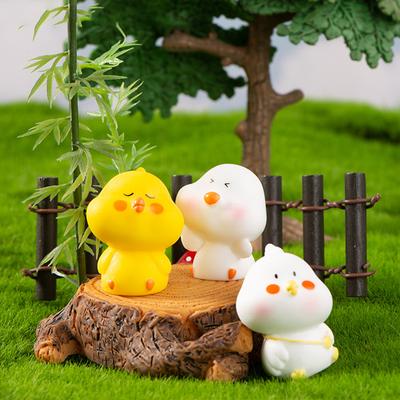 Mini Cartoon Resin Ornaments Micro Landscape Simulation Sculpture Cute Duck Little Pig Miniature Home Car Dashboard Decorations