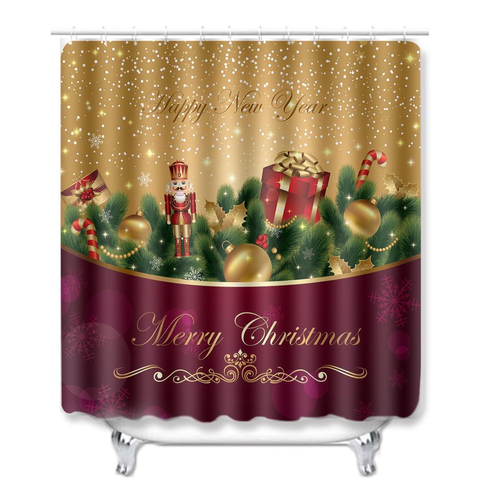 Christmas Bathroom Shower Curtain Four-Piece Floor Mat Toilet Non-Slip Door Mat Bedroom Living Room Absorbent Carpet