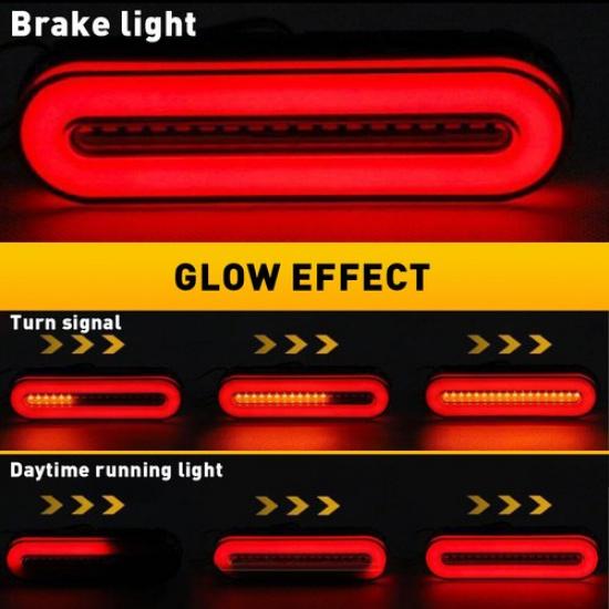 2pcs Dynamic LED Red Tail Turn Amber Signal Stop DRL Running Light Car Truck