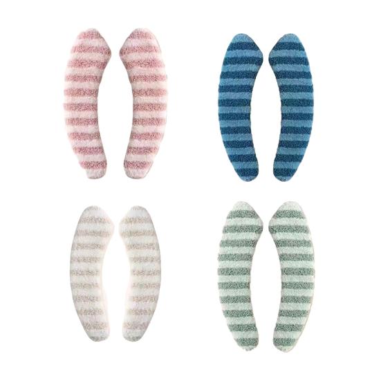 1 Pair Toilet Mat Striped Pattern Thickened Design Plush Warm Toilet Seat Protector Easy Installation Bathroom Mat