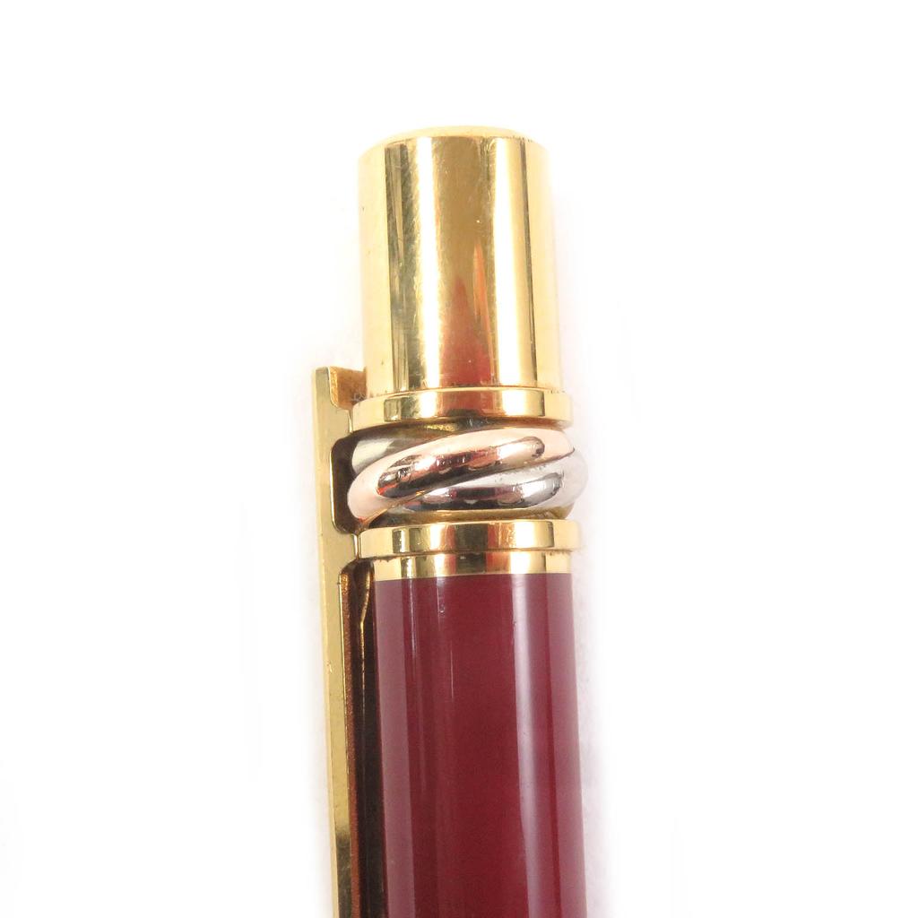 Great Cartier Ballpoint Pen Must De Cartier Logo Twist Style Bordeaux Gold Mens Used