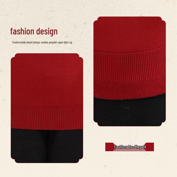 Cozy Winter Sweater for Elderly Women: Velvet-Lined, Half-High Collar, Stylish Base Layer for Autumn.