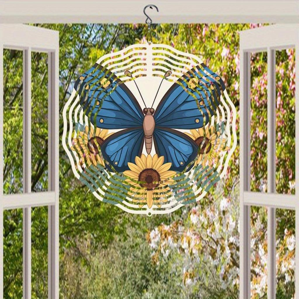 Metall Drehendes Windspiel Sonnenblume Schmetterling Gartendeko Spirale Hängende Kunsthandwerk Windmühle Zwei Wege Drehbar Outdoor Hängende Dekoration