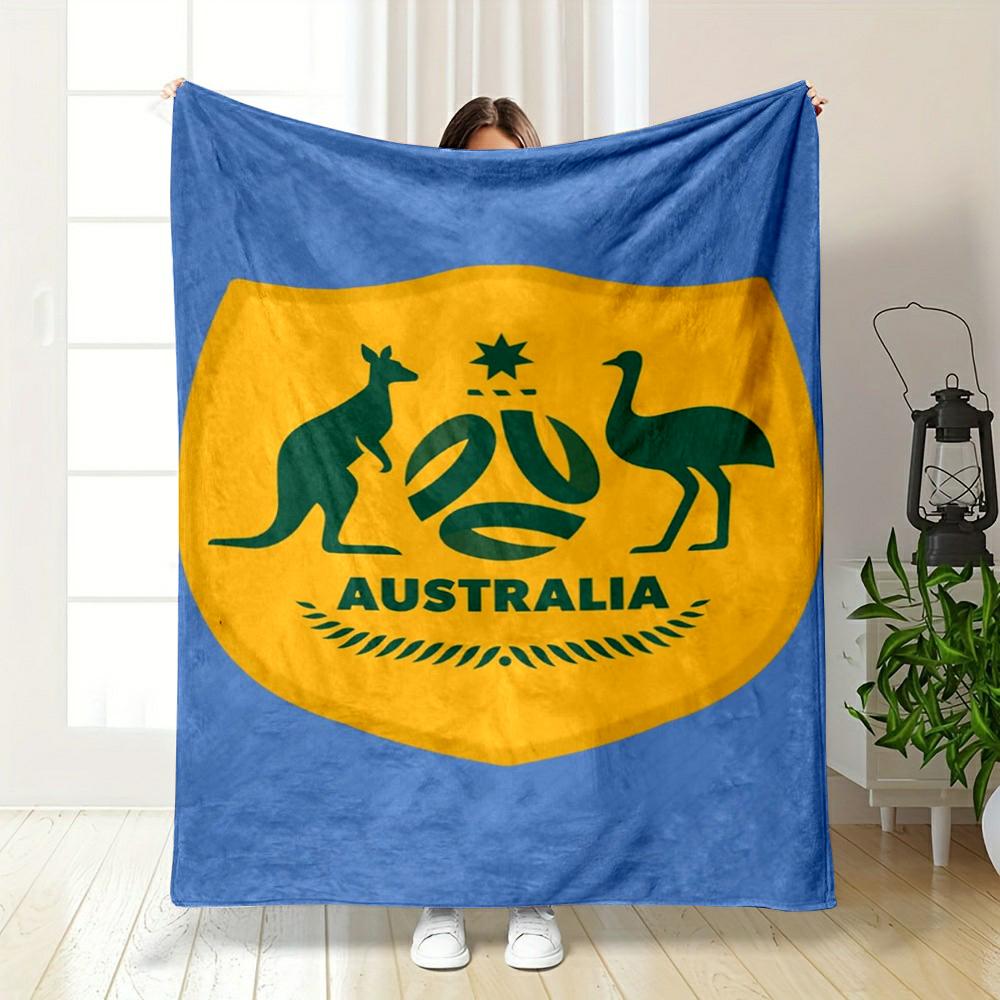 Australian Emblem Printed Flannel Blanket for Bedroom, Living Room, Sofa, and Nap