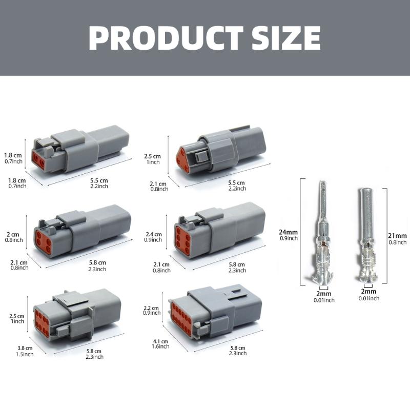 2 Pin Electrical Plugs Set Waterproof Connectors Heavy Duty 2 Pin Connector set Automotive Electrical Connector Set