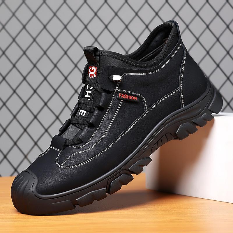 

Autumn and winter new men s shoes fashion outdoor casual shoes hiking shoes simple trend tooling shoes 38 чёрный