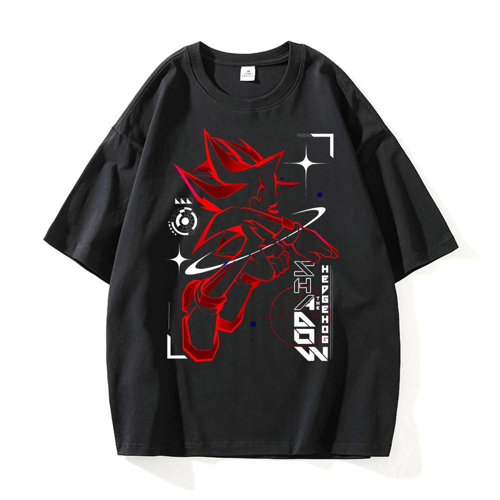 

Футболка Shadow Hedgehog для мужчин в стиле ретро с винтажной графикой, мужские повседневные футболки Harajuku из хлопка с коротким рукавом, унисекс, мужская одежда M