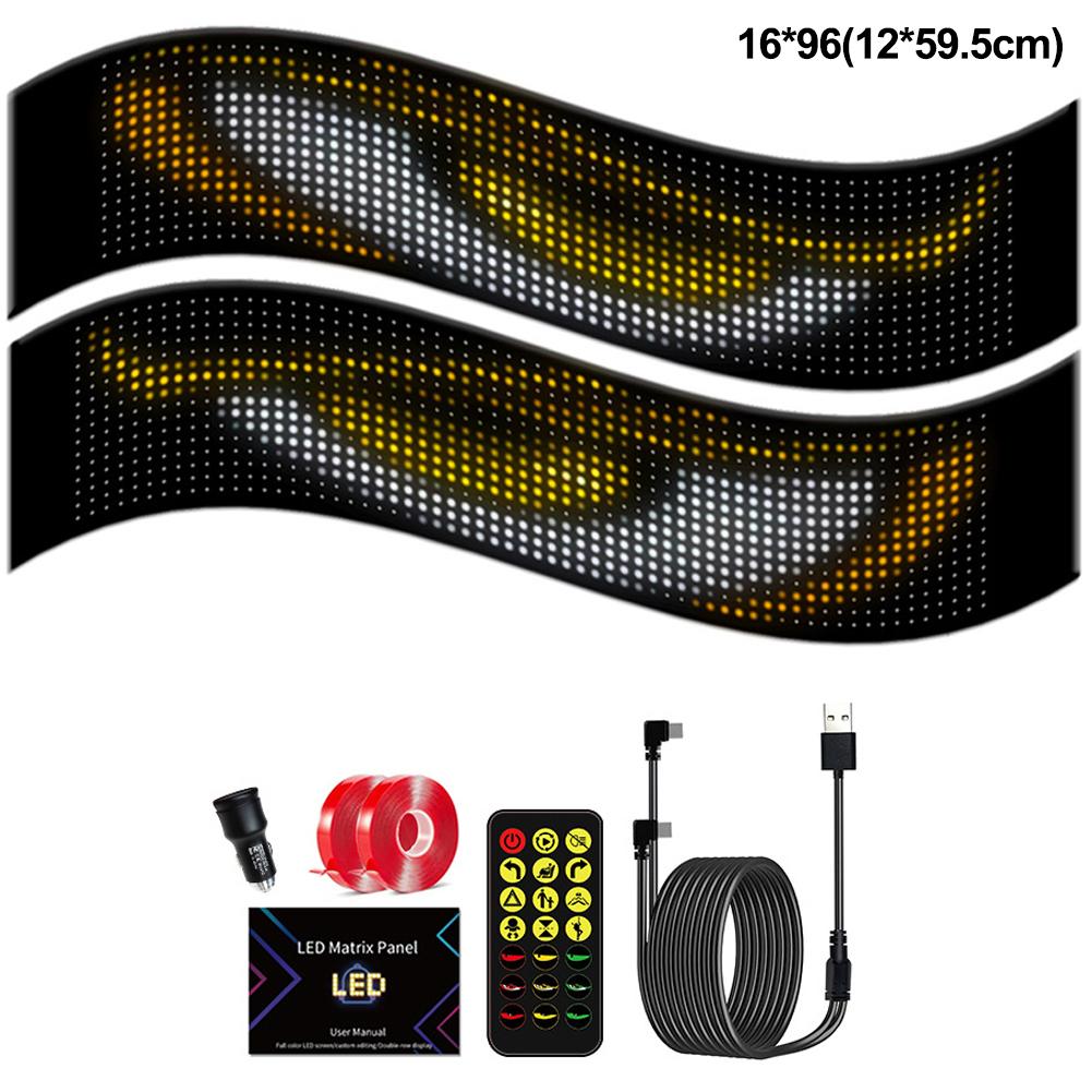 2Pcs Devil Eyes Light Bluetooth APP Control with Car Charger DIY Programmable Flexible LED Display Scrolling Sign Light Truck