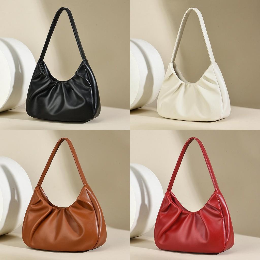 Elegant High-quality Pleated Underarm Bag For Women In Pure Color Stylish Design
