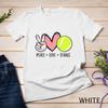 Womens Peace Love Tennis Cute Design for Women Teen Little Girl Unisex T-shirt
