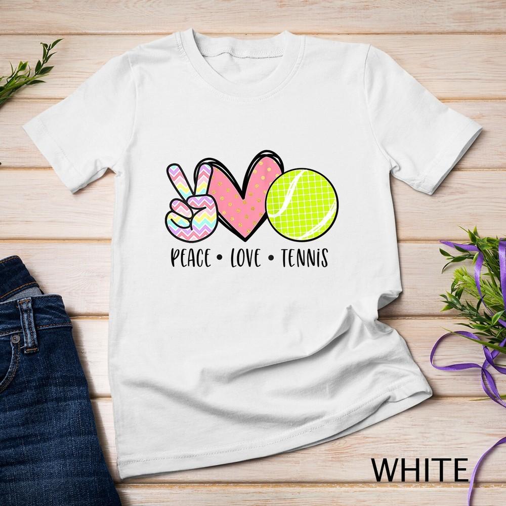 

Womens Peace Love Tennis Cute Design for Women Teen Little Girl Unisex T-shirt 3XL