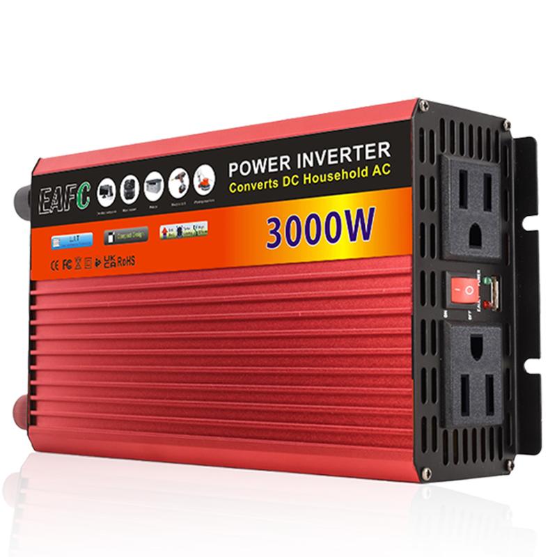 EAFC Neues Upgrade Hochleistungs-Wechselrichter 3000W Spitzenleistung 12V DC auf 220V-240V AC Konverter, mit eingebautem 5V/ 2.1A USB