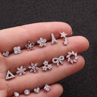 Trojúhelník Srdce Květinová věž Cz Náušnice Náušnice Šroubovice Piercing Chrupavka Náušnice Ulita Věž Tragus Náušnice Piercing Šperky