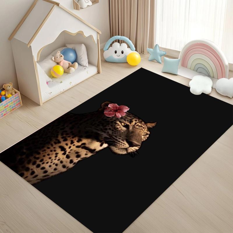 

Luxury Leopard Print Carpet Mat Fluffy Rug for Living Room Bedroom Kids Room Stylish Home Decoration Non-slip Durable 40x60cm