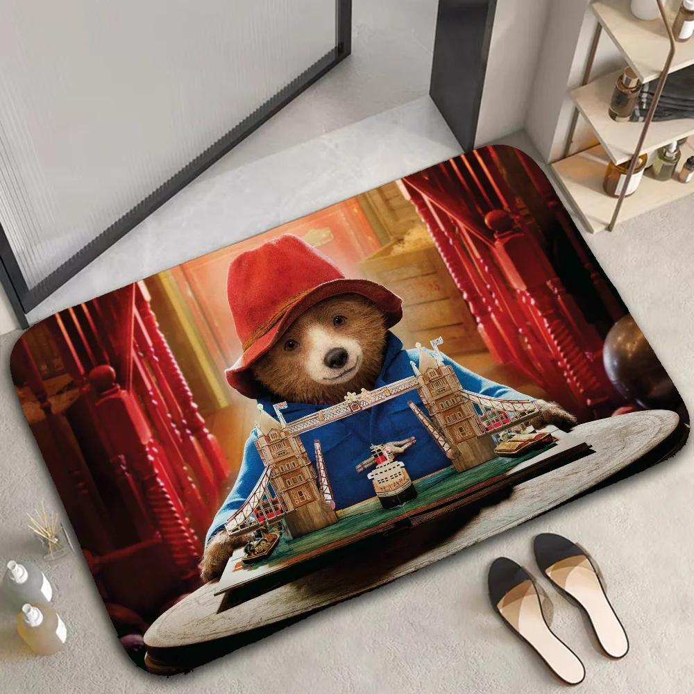 Home Decor Cute P-Paddington Bear Doormat Cartoon Carpet for Bedroom Bedside Soft Carpets Living Room Anti-slip Rugs Foot Mat
