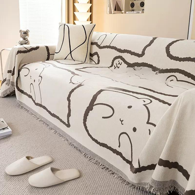 Chenille Sofa Cover Towel Integrated Backrest Towel Four Seasons Universal Sofa Cover Dustproof Cover