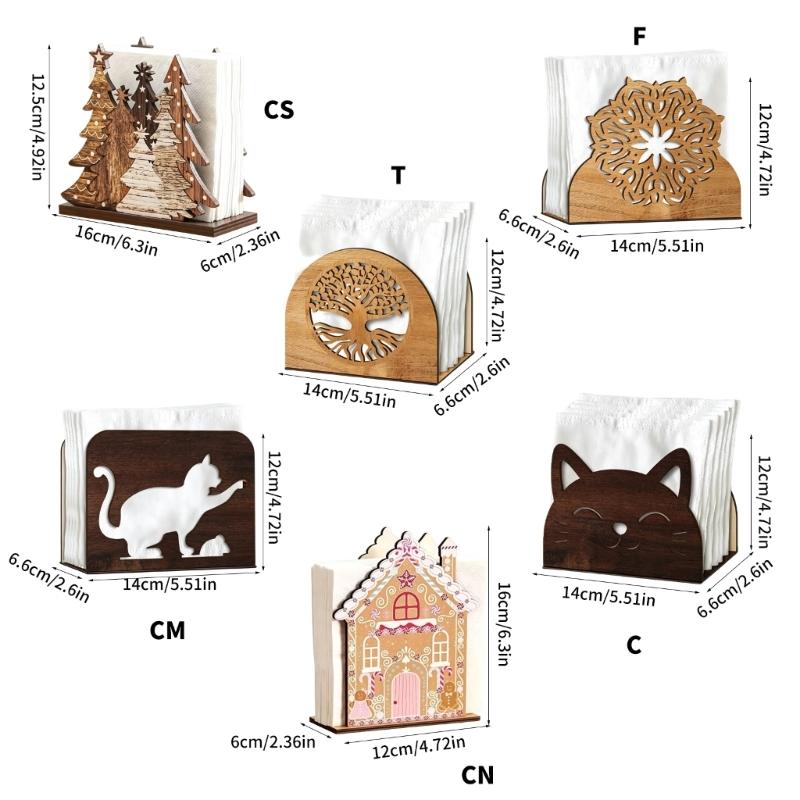 Dekorativer Holz-Serviettenhalter mit filigranem Ausschnittdesign Küchen-Papiertuchspender Tischdekoration für Partys Geeignet für Büros und Cafés