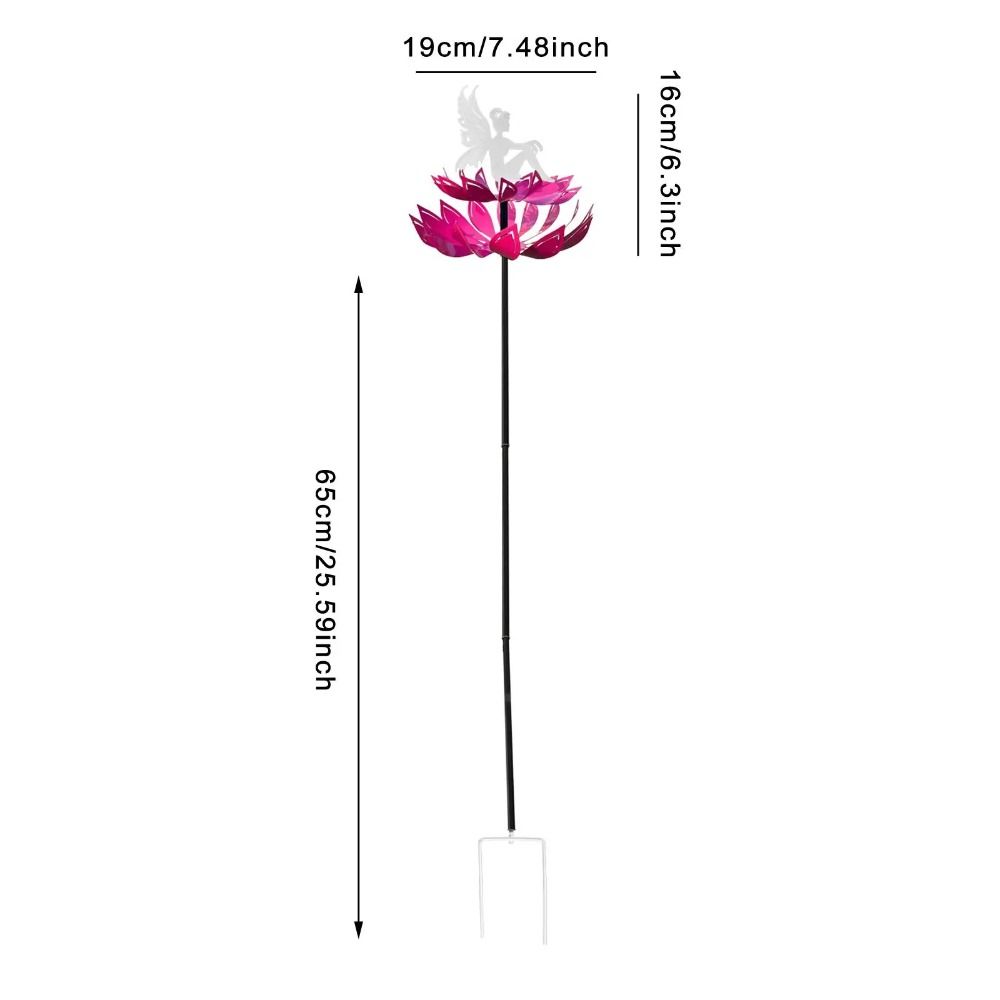 Detachable Garden Flower Fairy Sculpture Iron Art Metal Windmill Wind Spinner  Park