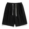 Shorts Masculinos Casuais Largos Estilo Japonês para Trabalho, Combinação Total, Verão, Cor Sólida, Pregueados, Comprimento até o Joelho