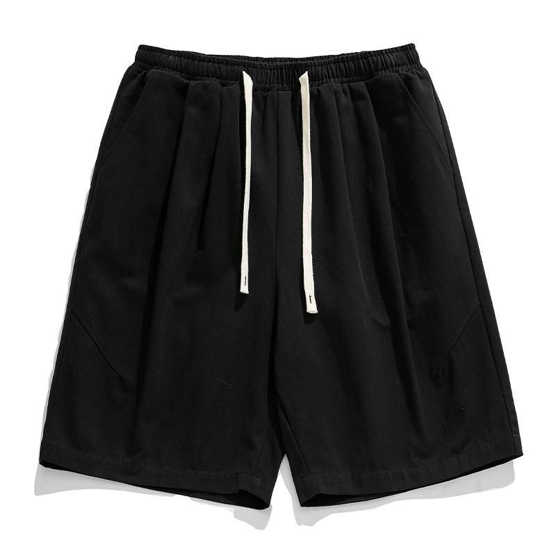 Japanse Stijl Heren Losse Casual Werkkleding Shorts All-Match Zomer Effen Geplooide Knie-Lengte Korte Broeken