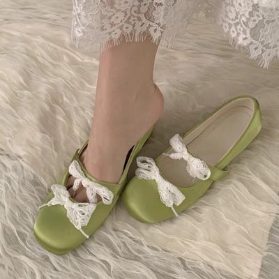 2026 Hot Sale Ladies Shoes Shallow Women's High Heels Fashion Butterfly-knot Casual New Square Toe Best Seller Flat Low Heels